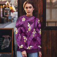 Purple Banana Leaf Hawaii Ugly Christmas Sweater Lau Maia Plumeria Tropical Summer Vibes LT14 - Polynesian Pride