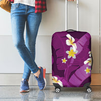 Purple Banana Leaf Hawaii Luggage Cover Lau Maia Plumeria Tropical Summer Vibes