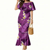 Purple Banana Leaf Hawaii Mermaid Dress Lau Maia Plumeria Tropical Summer Vibes