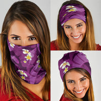 Purple Banana Leaf Hawaii Neck Gaiter Lau Maia Plumeria Tropical Summer Vibes