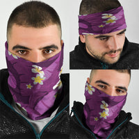 Purple Banana Leaf Hawaii Neck Gaiter Lau Maia Plumeria Tropical Summer Vibes