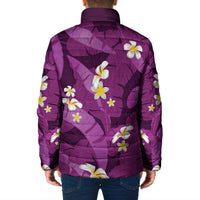 Purple Banana Leaf Hawaii Padded Jacket Lau Maia Plumeria Tropical Summer Vibes