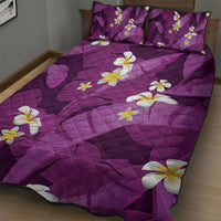 Purple Banana Leaf Hawaii Quilt Bed Set Lau Maia Plumeria Tropical Summer Vibes