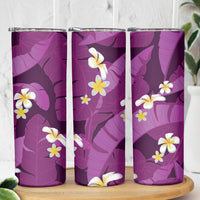 Purple Banana Leaf Hawaii Skinny Tumbler Lau Maia Plumeria Tropical Summer Vibes