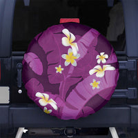Purple Banana Leaf Hawaii Spare Tire Cover Lau Maia Plumeria Tropical Summer Vibes