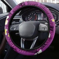 Purple Banana Leaf Hawaii Steering Wheel Cover Lau Maia Plumeria Tropical Summer Vibes