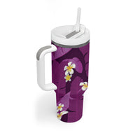Purple Banana Leaf Hawaii Tumbler With Handle Lau Maia Plumeria Tropical Summer Vibes