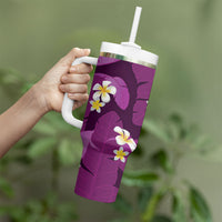 Purple Banana Leaf Hawaii Tumbler With Handle Lau Maia Plumeria Tropical Summer Vibes