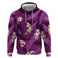 Purple Banana Leaf Hawaii Zip Hoodie Lau Maia Plumeria Tropical Summer Vibes