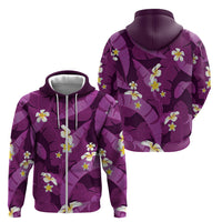 Purple Banana Leaf Hawaii Zip Hoodie Lau Maia Plumeria Tropical Summer Vibes