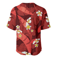 Red Banana Leaf Hawaii Baseball Jersey Lau Maia Plumeria Tropical Summer Vibes
