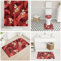 Red Banana Leaf Hawaii Bathroom Set Lau Maia Plumeria Tropical Summer Vibes