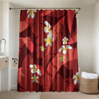 Red Banana Leaf Hawaii Bathroom Set Lau Maia Plumeria Tropical Summer Vibes