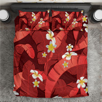 Red Banana Leaf Hawaii Bedding Set Lau Maia Plumeria Tropical Summer Vibes