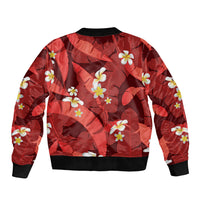 Red Banana Leaf Hawaii Bomber Jacket Lau Maia Plumeria Tropical Summer Vibes