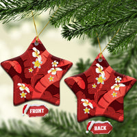 Red Banana Leaf Hawaii Ceramic Ornament Lau Maia Plumeria Tropical Summer Vibes LT14 Star Red - Polynesian Pride