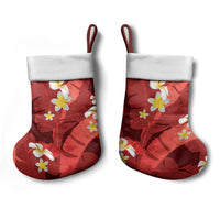 Red Banana Leaf Hawaii Christmas Stocking Lau Maia Plumeria Tropical Summer Vibes LT14 - Polynesian Pride