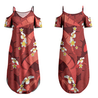Red Banana Leaf Hawaii Family Matching Summer Maxi Dress and Hawaiian Shirt Lau Maia Plumeria Tropical Summer Vibes