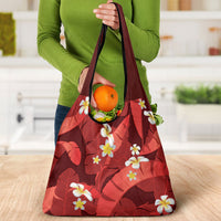 Red Banana Leaf Hawaii Grocery Bag Lau Maia Plumeria Tropical Summer Vibes