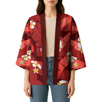 Red Banana Leaf Hawaii Kimono Lau Maia Plumeria Tropical Summer Vibes