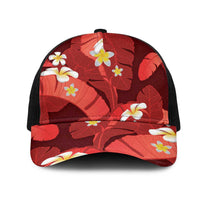 Red Banana Leaf Hawaii Mesh Trucker Cap Lau Maia Plumeria Tropical Summer Vibes