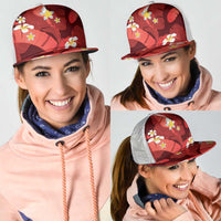 Red Banana Leaf Hawaii Mesh Trucker Cap Lau Maia Plumeria Tropical Summer Vibes