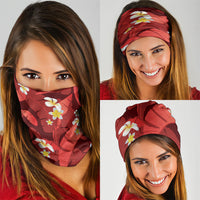 Red Banana Leaf Hawaii Neck Gaiter Lau Maia Plumeria Tropical Summer Vibes
