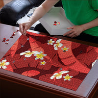 Red Banana Leaf Hawaii Puzzle Lau Maia Plumeria Tropical Summer Vibes