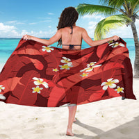 Red Banana Leaf Hawaii Sarong Lau Maia Plumeria Tropical Summer Vibes