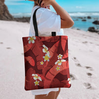 Red Banana Leaf Hawaii Tote Bag Lau Maia Plumeria Tropical Summer Vibes