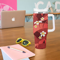 Red Banana Leaf Hawaii Tumbler With Handle Lau Maia Plumeria Tropical Summer Vibes