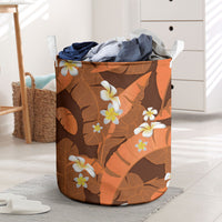 Orange Banana Leaf Hawaii Laundry Basket Lau Maia Plumeria Tropical Summer Vibes