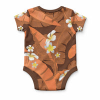 Orange Banana Leaf Hawaii Baby Onesie Lau Maia Plumeria Tropical Summer Vibes