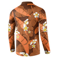 Orange Banana Leaf Hawaii Button Sweatshirt Lau Maia Plumeria Tropical Summer Vibes