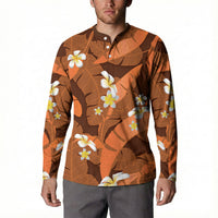 Orange Banana Leaf Hawaii Button Sweatshirt Lau Maia Plumeria Tropical Summer Vibes