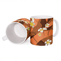 Orange Banana Leaf Hawaii Ceramic Mug Lau Maia Plumeria Tropical Summer Vibes