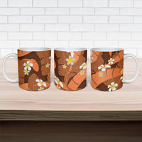 Orange Banana Leaf Hawaii Ceramic Mug Lau Maia Plumeria Tropical Summer Vibes