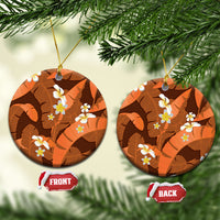 Orange Banana Leaf Hawaii Ceramic Ornament Lau Maia Plumeria Tropical Summer Vibes LT14 Circle Orange - Polynesian Pride