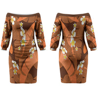 Orange Banana Leaf Hawaii Couples Matching Off The Shoulder Long Sleeve Dress and Long Sleeve Button Shirt Lau Maia Plumeria Tropical Summer Vibes