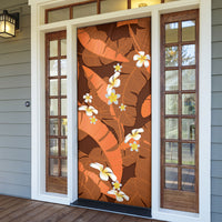 Orange Banana Leaf Hawaii Door Cover Lau Maia Plumeria Tropical Summer Vibes