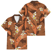 Orange Banana Leaf Hawaii Family Matching Short Sleeve Bodycon Dress and Hawaiian Shirt Lau Maia Plumeria Tropical Summer Vibes