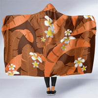 Orange Banana Leaf Hawaii Hooded Blanket Lau Maia Plumeria Tropical Summer Vibes