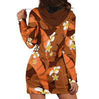 Orange Banana Leaf Hawaii Hoodie Dress Lau Maia Plumeria Tropical Summer Vibes