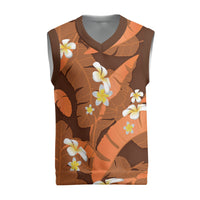 Orange Banana Leaf Hawaii Christmas Knitted V-Neck Vest Lau Maia Plumeria Tropical Summer Vibes LT14 Orange - Polynesian Pride