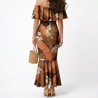 Orange Banana Leaf Hawaii Mermaid Dress Lau Maia Plumeria Tropical Summer Vibes
