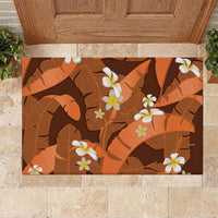 Orange Banana Leaf Hawaii Rubber Doormat Lau Maia Plumeria Tropical Summer Vibes