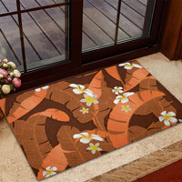 Orange Banana Leaf Hawaii Rubber Doormat Lau Maia Plumeria Tropical Summer Vibes