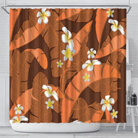 Orange Banana Leaf Hawaii Shower Curtain Lau Maia Plumeria Tropical Summer Vibes