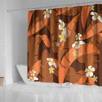 Orange Banana Leaf Hawaii Shower Curtain Lau Maia Plumeria Tropical Summer Vibes