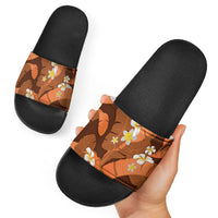 Orange Banana Leaf Hawaii Slide Sandals Lau Maia Plumeria Tropical Summer Vibes